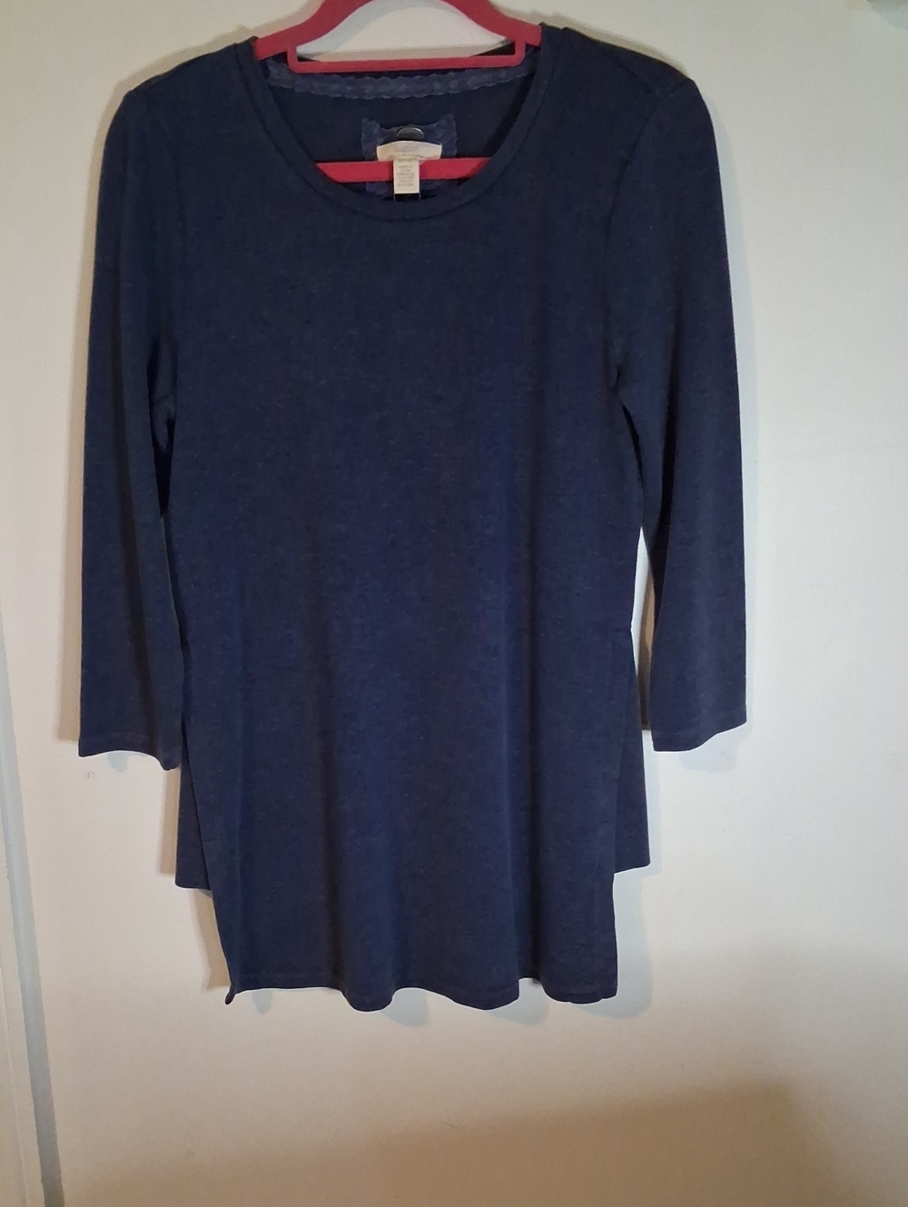 Cupio Dark Navy Scoop Neck 3/4 Sleeve Tunic